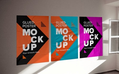 Glued Poster Mockup with Crumpled
