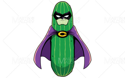 Gurke, Superheld, Maskottchen, Vektor, Illustration