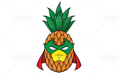 Ilustración de vector de mascota de superhéroe de piña