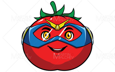 Ilustración de vector de mascota de superhéroe de tomate