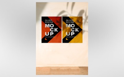 Poster Mockup with Crumpled Paper Effect shadow overlay