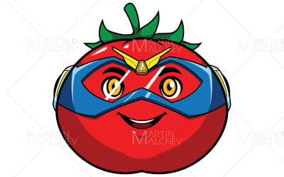 Tomato Superhero Mascot Vector Illustration