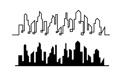 Ciudad moderna edificio casa Logo Vector V1