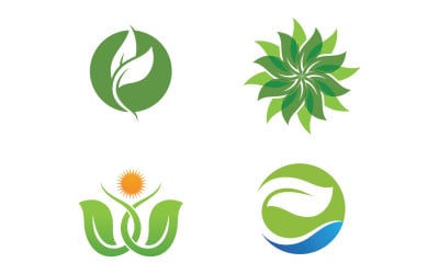 Лист зелений логотип вектор природи елементів V47
