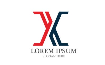X lettera Logo Business Vector Croce V5