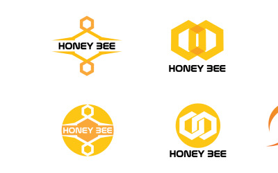 Abeille Honeycomb Logo Animal Vector V24