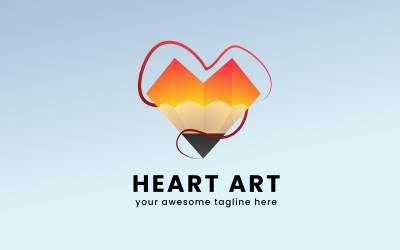 Plantilla de logotipo degradado moderno colorido de arte de corazón