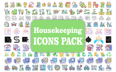 Huishoudelijk iconen pakket. 22 pictogrammensets in verschillende vectorstijlen