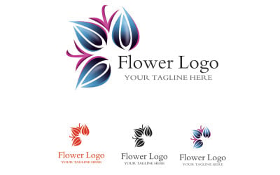 Blomma Logotyp Blå Blomma Logotyp Mall