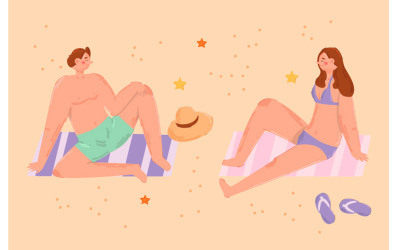 Free People on the Beach Illustration