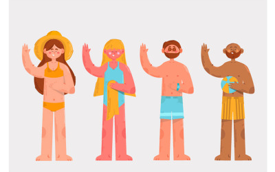 Free People with Summer Clothes Illustration