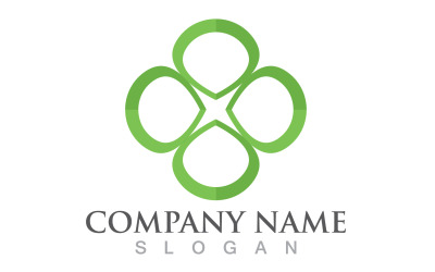 Logotipo de hoja de trébol Naturaleza V5