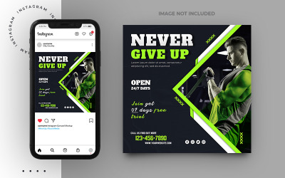Fitnessstudio und Fitness-Social-Media-Post-Banner-Vorlage