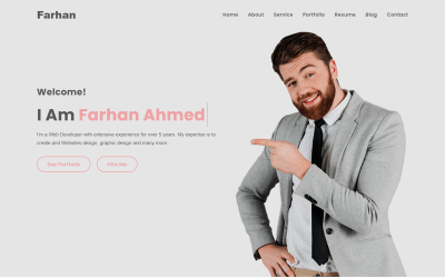 HTML-bestemmingspaginasjabloon voor persoonlijke portfolio's van Farhan