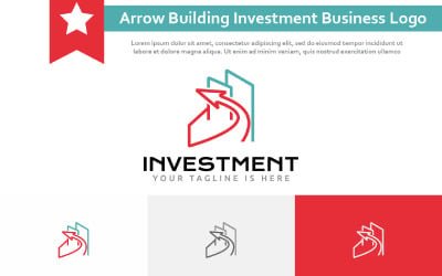 Logotipo de empresa de inversión inmobiliaria de propiedad de edificio de flecha arriba