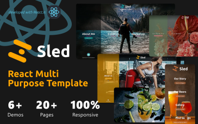 Modèle de site Web Sled React pour PH, fleuriste, Halloween, salle de sport, restaurant et modèle polyvalent