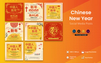 Chinese New year Social Media Post Instagram Templates