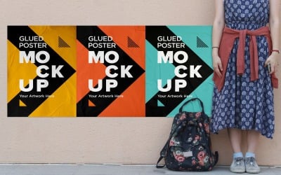 Glued &amp;amp; Wrinkled Poster Mock up