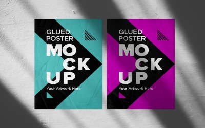 Glued &amp;amp; Wrinkled Poster Mockup with Shadow Overlay Effect