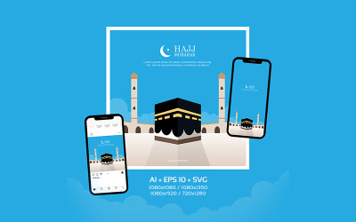 Hajj Mubarak - Youtube 缩略图和社交媒体的横幅模板