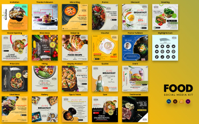 Kit de Instagram de redes sociales de comida