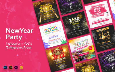 Modèles Instagram de publications sur les réseaux sociaux pour la fête du Nouvel An