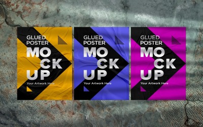 Poster Mockup with Crumpled Paper &amp;amp; shadow Overlay Effects