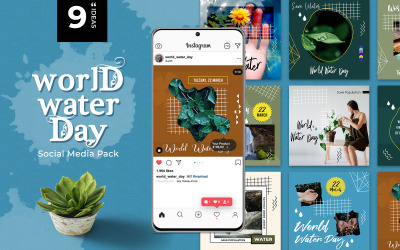 Publications Instagram sur les médias sociaux de la Journée mondiale de l&amp;#39;eau