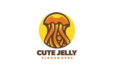 Quallen-einfacher Maskottchen-Logo-Stil