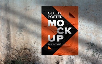 Crumpled Poster Mock up with shadow overlay Effect