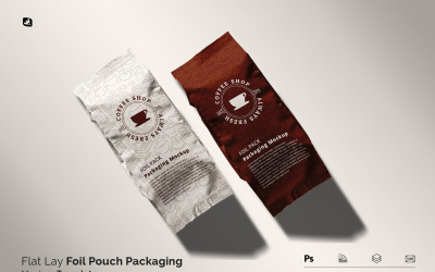 Flat Lay Foil Pouch Packaging Mockup