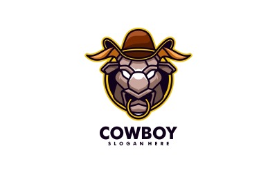 Cowboy Bull einfaches Maskottchen-Logo