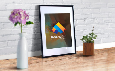 Logotipo de oferta de regalos de propiedad 3D para el hogar