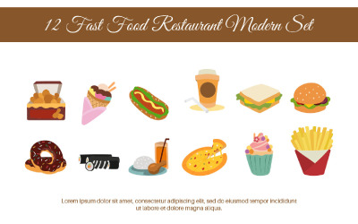 12 Fast-Food-Restaurant Modernes Set