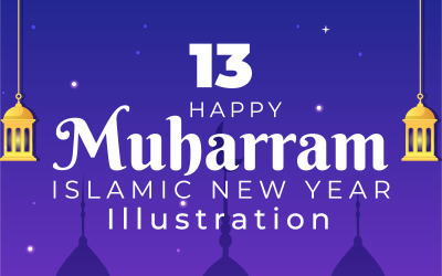 13 islámský den nového roku nebo 1 ilustrace Muharram