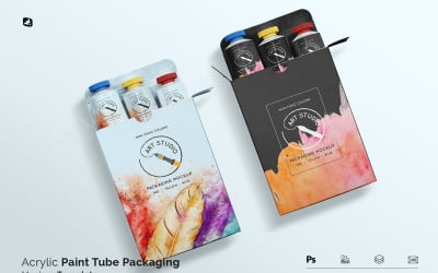 Maquete de embalagem de tubo de tinta acrílica