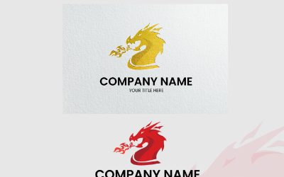 3D Altın ve Kızıl Ejderha Logo şablonu