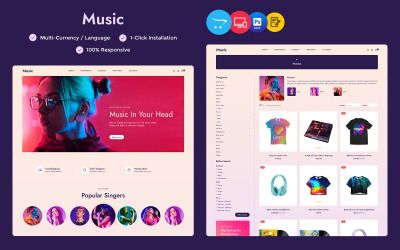 Музика – музичний магазин, музичні інструменти та аксесуари Багатоцільова тема Opencart