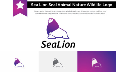 Fajny Lew morski Foka Zwierzęta Natura Wildlife Logo