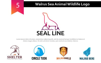 5 logotipo da vida selvagem de animais marinhos de morsas