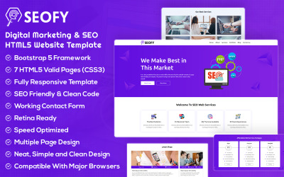 SEOFY - Modèle de site Web HTML5 pour le marketing numérique et le référencement