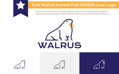 Tusk Mors Hayvan Kutup Yaban Hayatı Çizgisi Soyut Logo