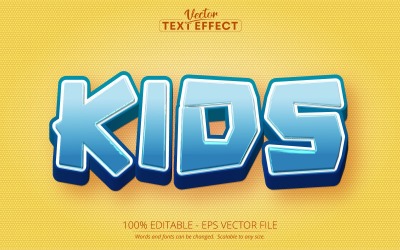 Bambini - Effetto di testo modificabile, stile di testo di colore blu cartone animato, illustrazione grafica