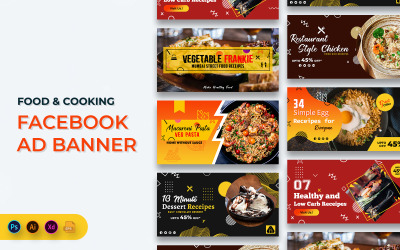 Banners de anúncios de comida e restaurante no Facebook