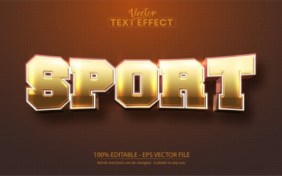 Esporte - Efeito de texto editável, estilo de texto de esporte de cor amarela de desenho animado, ilustração gráfica