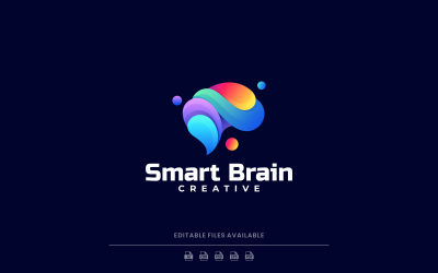Estilo de logotipo colorido degradado de cerebro inteligente