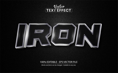 Järn - redigerbar texteffekt, metall och silver textstil, grafikillustration