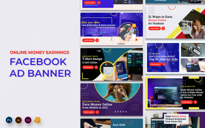 Online Money Earnings Facebook Ad Banners Template