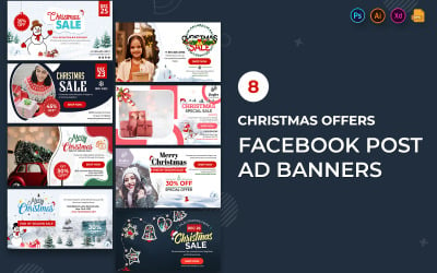 Banners de anúncios do Facebook de promoção de ofertas de Natal