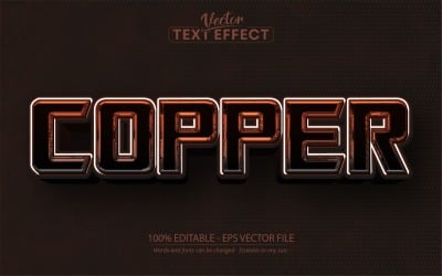 Cuivre - Effet de texte modifiable, style de texte de couleur métal et marron, illustration graphique